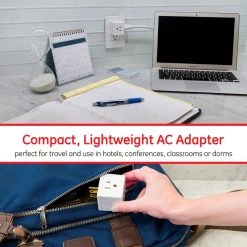 3-Outlet Grounded Cube Design Adapter, White by GE -Home Electronics Shop ge outlet adapters converters 58368 1f 1000