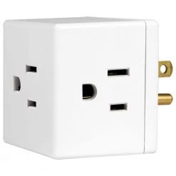 3-Outlet Grounded Cube Design Adapter, White by GE