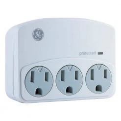 3-Outlet Surge Protector Wall Tap, White -Home Electronics Shop ge surge protectors 35122 1f 1000