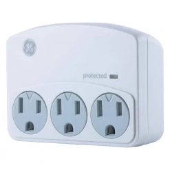 3-Outlet Surge Protector Wall Tap, White -Home Electronics Shop ge surge protectors 35122 44 1000