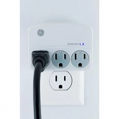 3-Outlet Surge Protector Wall Tap, White -Home Electronics Shop ge surge protectors 35122 4f 1000