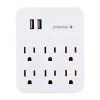 6-Outlet 2 USB Charging Surge Protector Tap, White