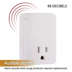 1-Outlet Surge Protector with End of Service Alarm, 1080J, White -Home Electronics Shop ge surge protectors 38124 1f 1000