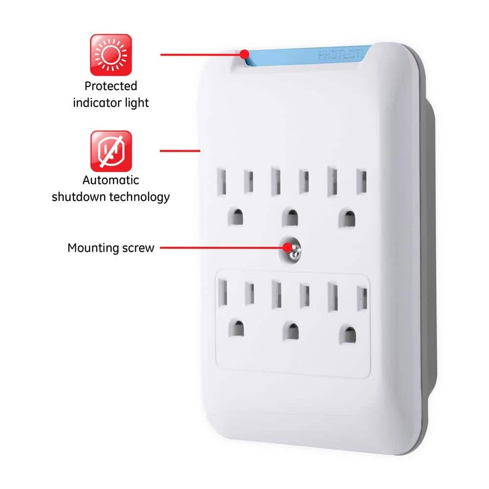 6-Outlet Pro Surge Protector Tap, White 2 6-Outlet Pro Surge Protector Tap, White - Image 2
