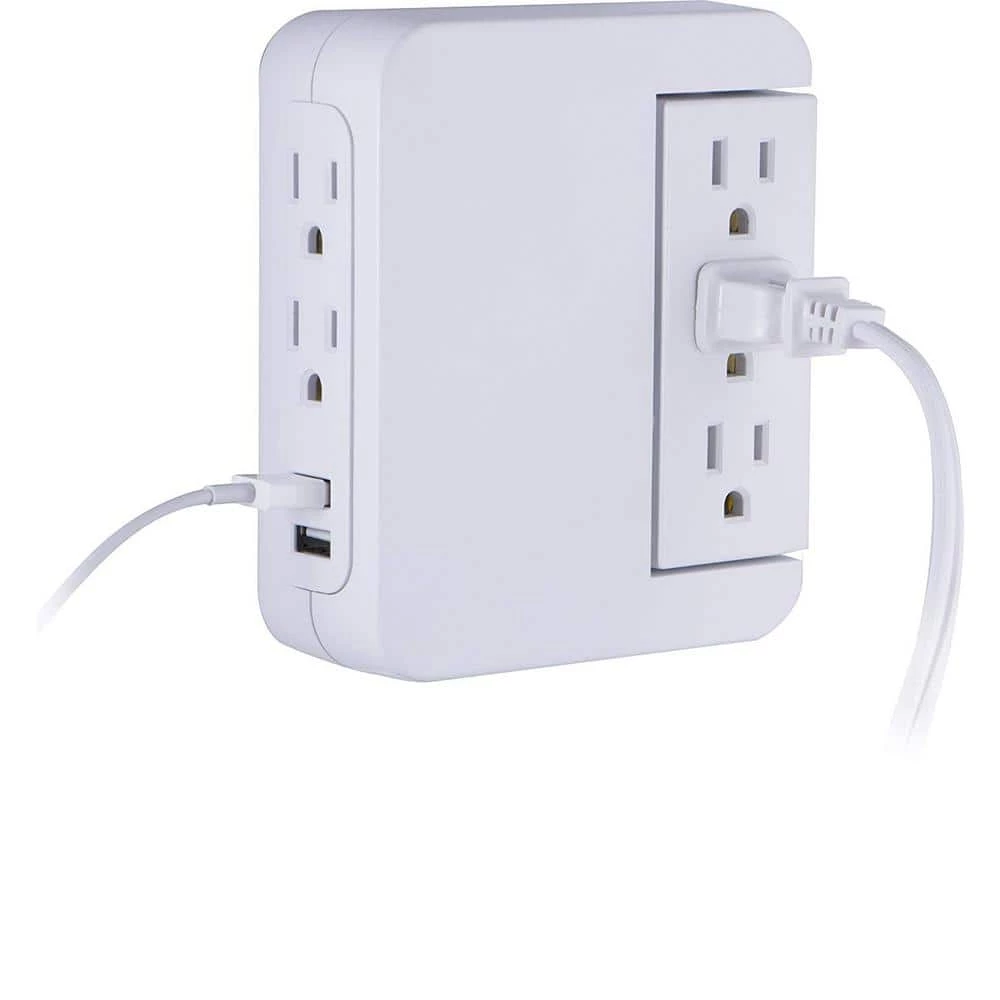 5-Outlet 2 USB Swivel Side-Access Surge Protector Tap 4 5-Outlet 2 USB Swivel Side-Access Surge Protector Tap - Image 4
