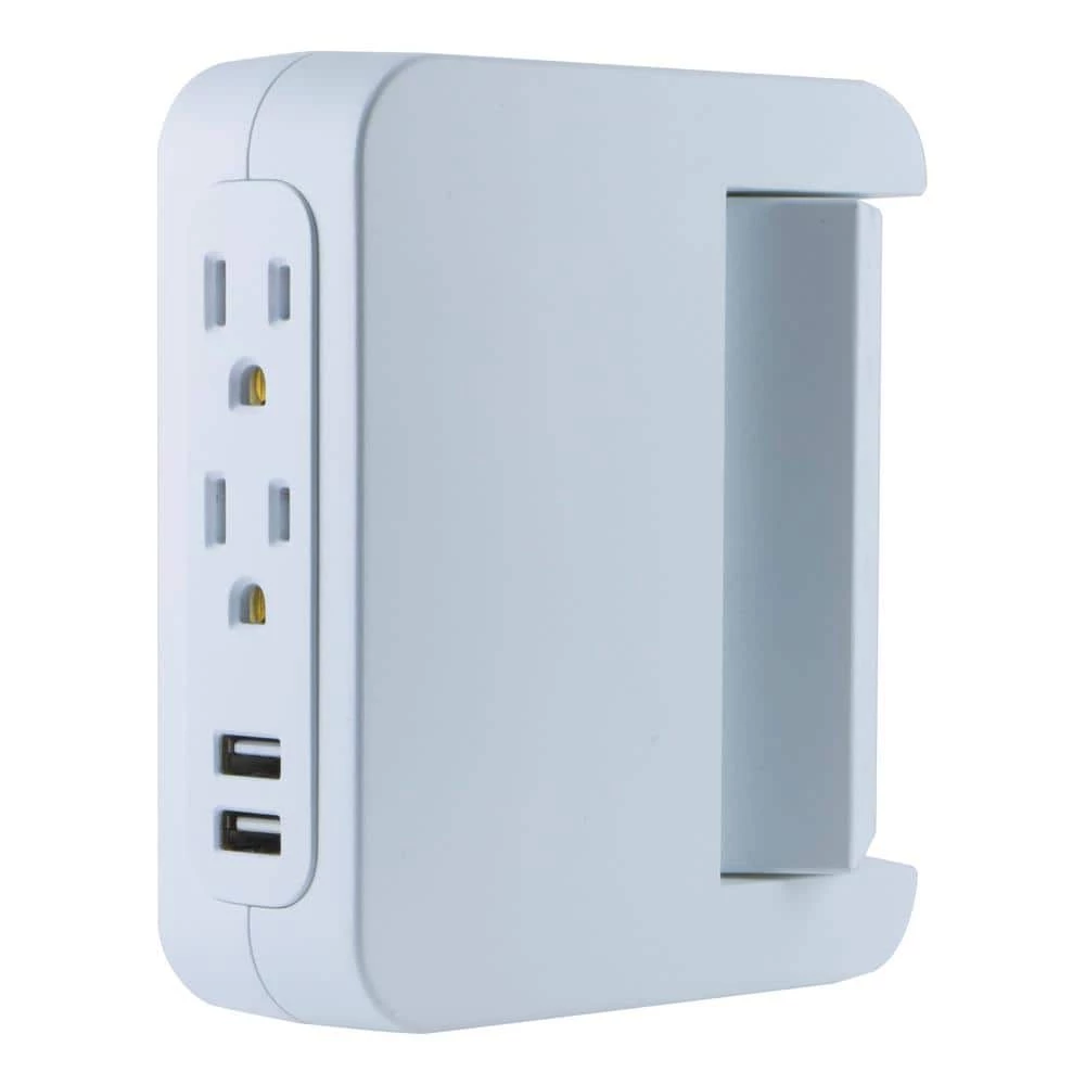 5-Outlet 2 USB Swivel Side-Access Surge Protector Tap 1 5-Outlet 2 USB Swivel Side-Access Surge Protector Tap