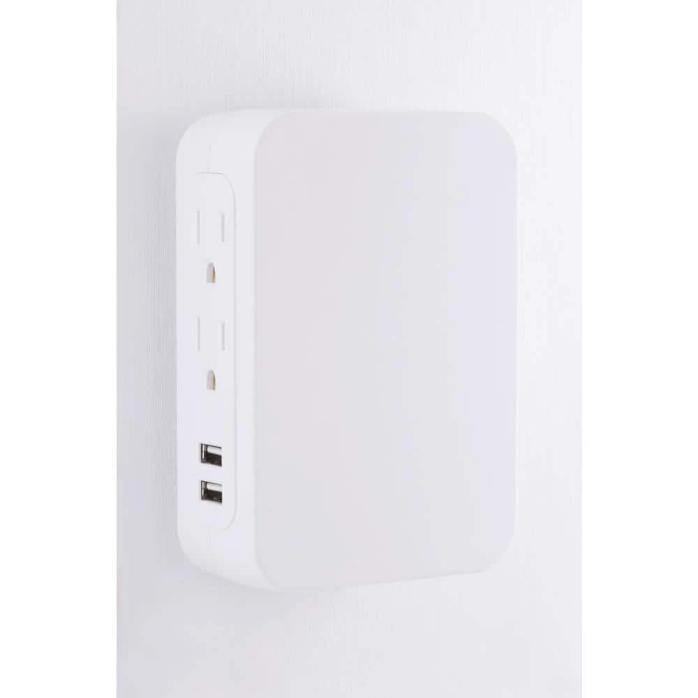 5-Outlet 860-Joules 2-Port USB Side-Access Surge Protector Tap, White 3 5-Outlet 860-Joules 2-Port USB Side-Access Surge Protector Tap, White - Image 3