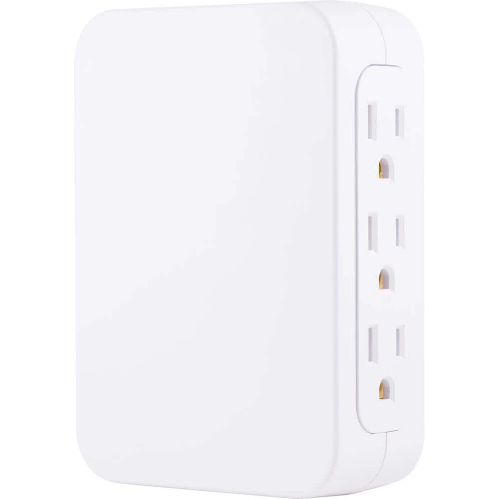 5-Outlet 860-Joules 2-Port USB Side-Access Surge Protector Tap, White 2 5-Outlet 860-Joules 2-Port USB Side-Access Surge Protector Tap, White - Image 2