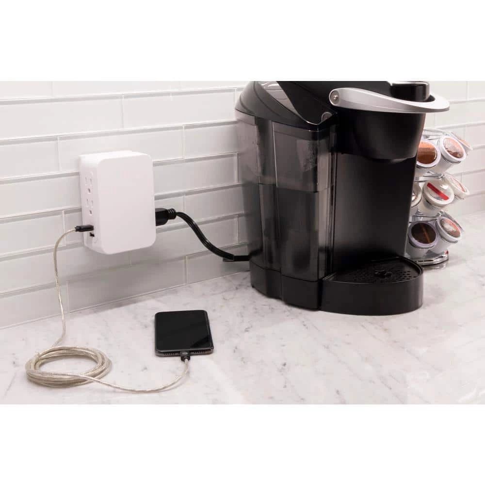 5-Outlet 860-Joules 2-Port USB Side-Access Surge Protector Tap, White 6 5-Outlet 860-Joules 2-Port USB Side-Access Surge Protector Tap, White - Image 6