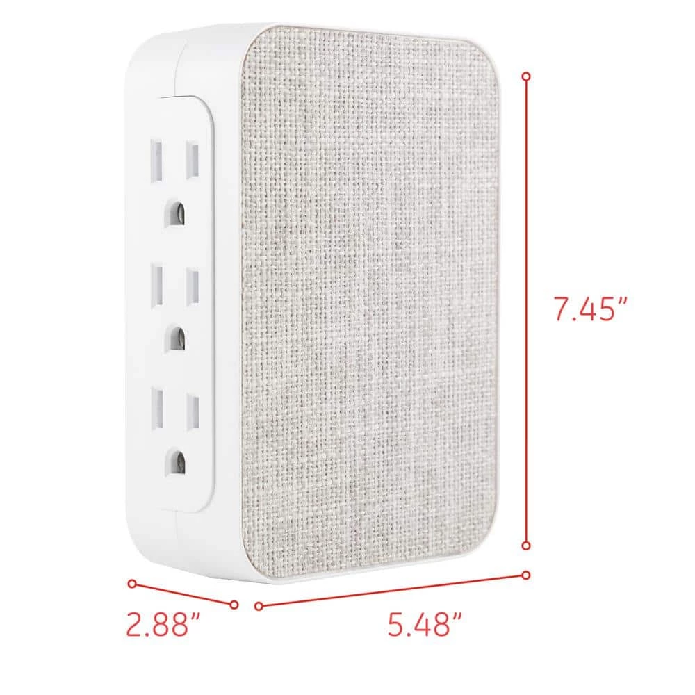 6-Outlet Side Access Surge Protector Wall Tap with Fabric Cover 5 6-Outlet Side Access Surge Protector Wall Tap with Fabric Cover - Image 5