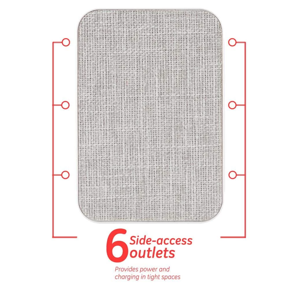 6-Outlet Side Access Surge Protector Wall Tap with Fabric Cover 2 6-Outlet Side Access Surge Protector Wall Tap with Fabric Cover - Image 2