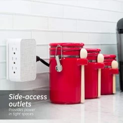 6-Outlet Side Access Surge Protector Wall Tap with Fabric Cover 12 6-Outlet Side Access Surge Protector Wall Tap with Fabric Cover -Home Electronics Shop ge surge protectors 43435 fa 1000