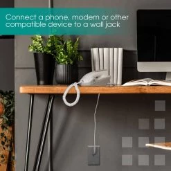 50 ft. Ultra-Thin Phone Line Cord - White by GE -Home Electronics Shop ge telephone cords 76325 1f 1000