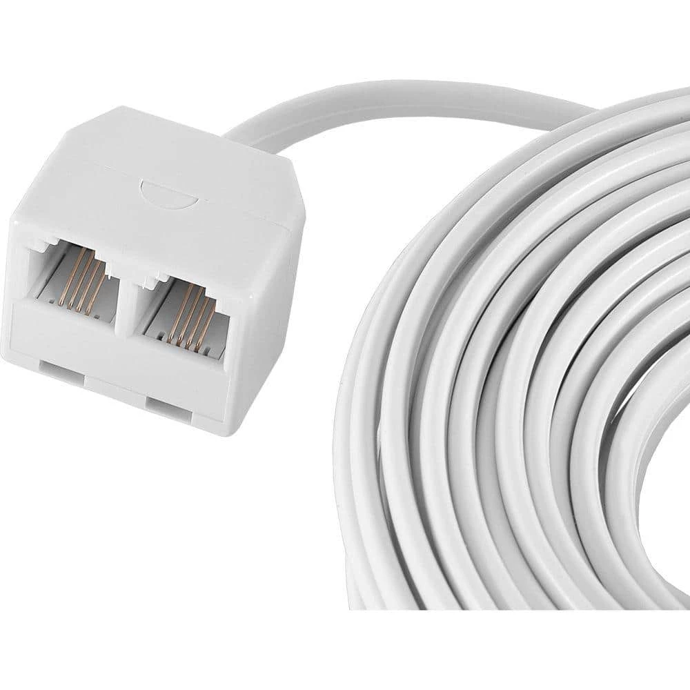 25 ft. Dual Jack Line Cord - White by GE 1 25 ft. Dual Jack Line Cord - White by GE