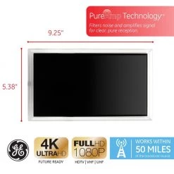 Pro Crystal Indoor Amplified HDTV Antenna, 50-Mile Range, VHF UHF 1080P 4K Ready -Home Electronics Shop ge tv antennas 34134 1f 1000