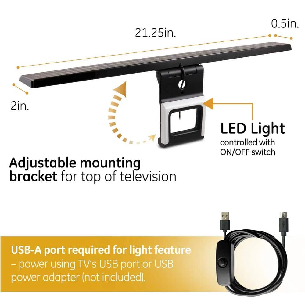 LED Bias Light HD TV Antenna, Improves Picture Quality, Reduces Eye Strain, Indoor, 4K 1080P Digital HDTV VHF UHF by GE 6 LED Bias Light HD TV Antenna, Improves Picture Quality, Reduces Eye Strain, Indoor, 4K 1080P Digital HDTV VHF UHF by GE - Image 6