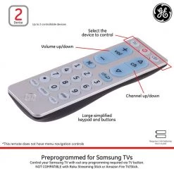 2-Device Big Button Universal TV Remote Control in Silver by GE -Home Electronics Shop ge universal remotes 33701 4f 1000