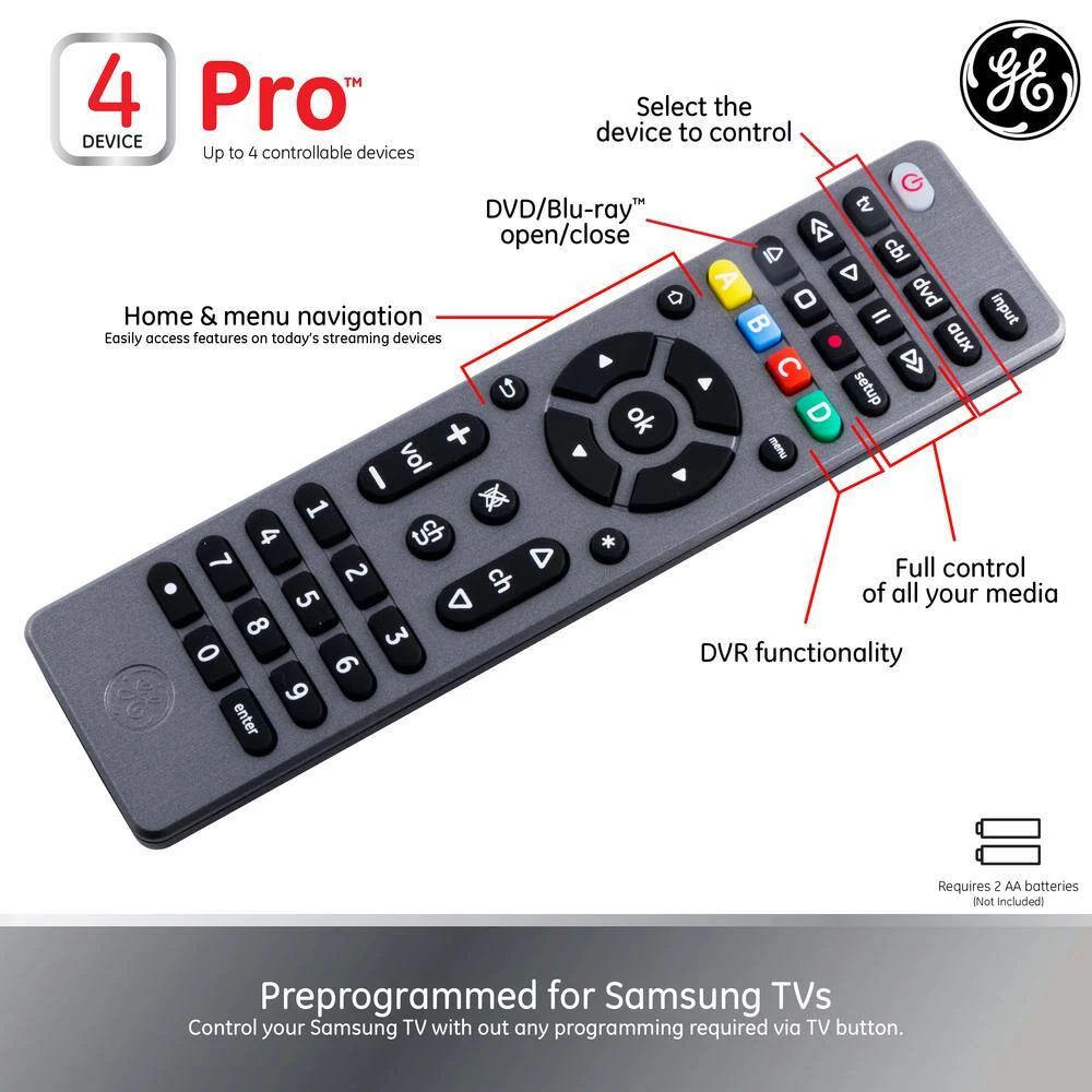 4-Device Universal TV Remote Control in Brushed Graphite by GE 3 4-Device Universal TV Remote Control in Brushed Graphite by GE - Image 3