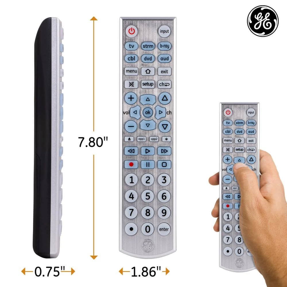 6-Device Backlit Big Button Universal TV Remote Control in Silver by GE 4 6-Device Backlit Big Button Universal TV Remote Control in Silver by GE - Image 4