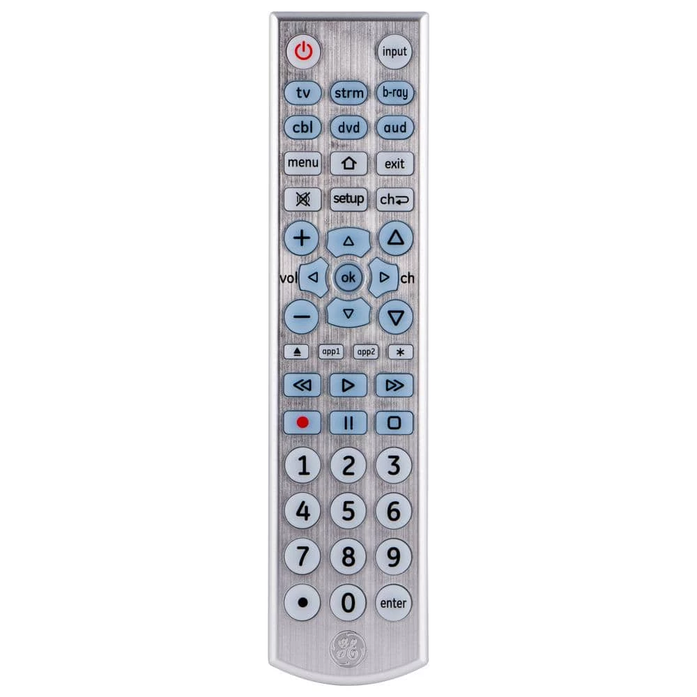 6-Device Backlit Big Button Universal TV Remote Control in Silver by GE 1 6-Device Backlit Big Button Universal TV Remote Control in Silver by GE