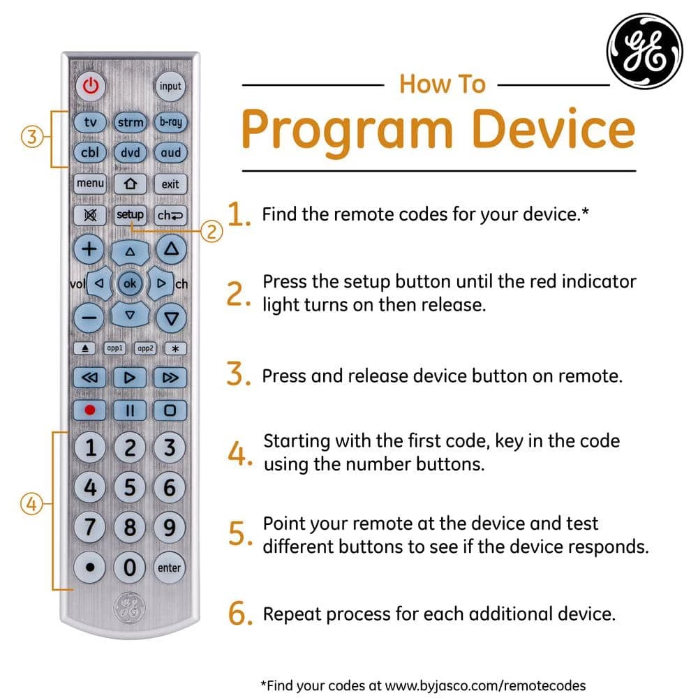 6-Device Backlit Big Button Universal TV Remote Control in Silver by GE 6 6-Device Backlit Big Button Universal TV Remote Control in Silver by GE - Image 6