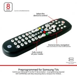 GE Universal Remote Control 8 DVR Device Black -Home Electronics Shop ge universal remotes 33715 1f 1000