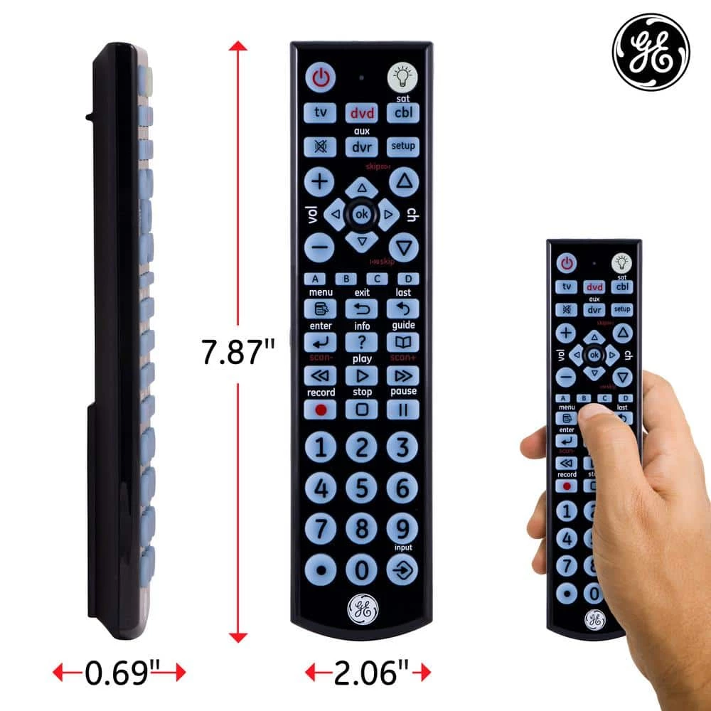 4-Device Backlit Big Button Universal TV Remote Control in Black by GE 6 4-Device Backlit Big Button Universal TV Remote Control in Black by GE - Image 6