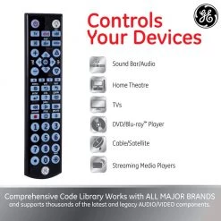 4-Device Backlit Big Button Universal TV Remote Control in Black by GE 10 4-Device Backlit Big Button Universal TV Remote Control in Black by GE -Home Electronics Shop ge universal remotes 34455 c3 1000