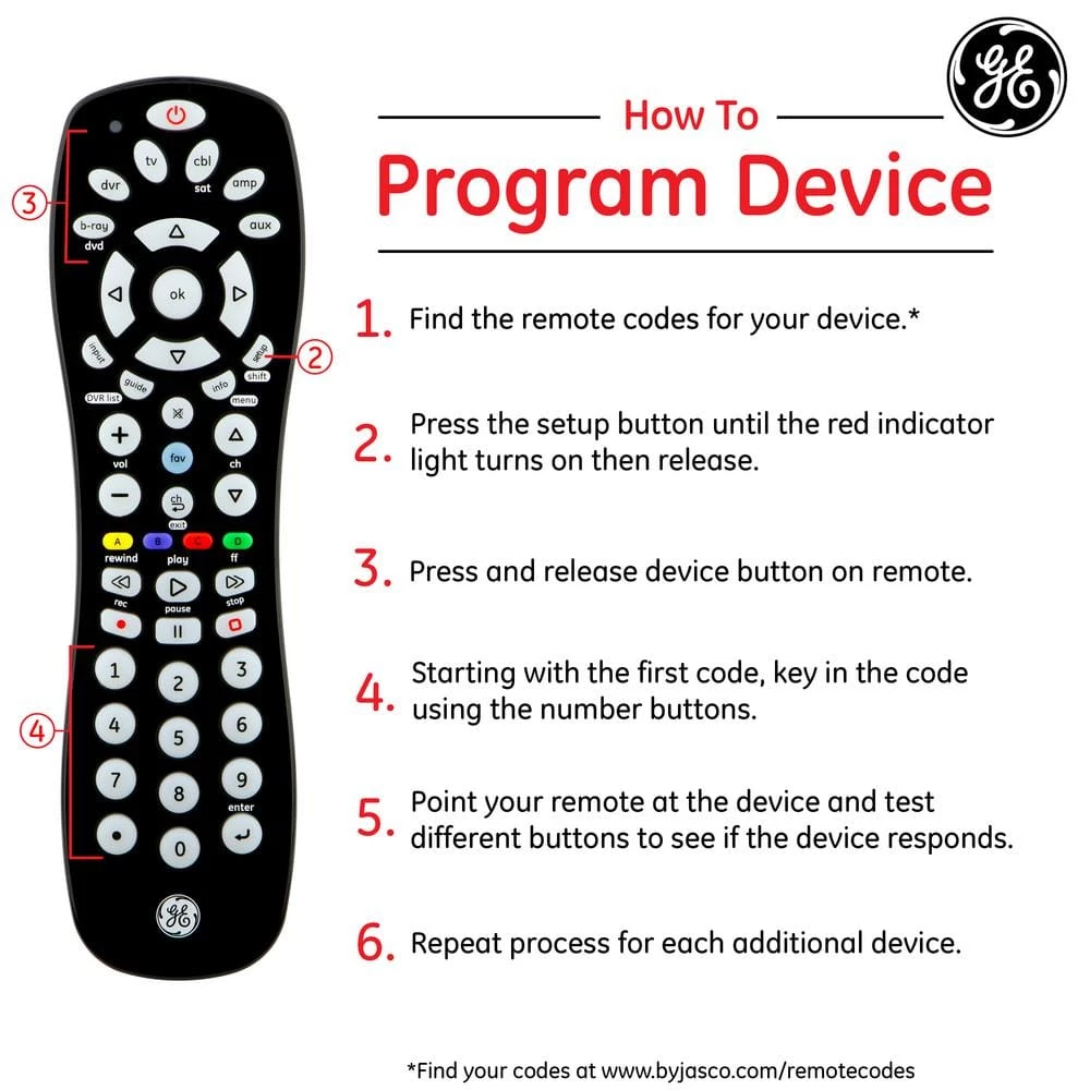 6-Device Universal TV Remote Control in Black by GE 5 6-Device Universal TV Remote Control in Black by GE - Image 5