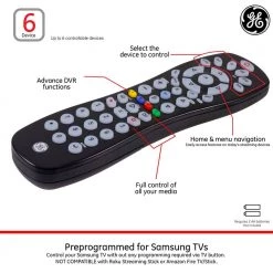 6-Device Universal TV Remote Control in Black by GE 8 6-Device Universal TV Remote Control in Black by GE -Home Electronics Shop ge universal remotes 34459 4f 1000