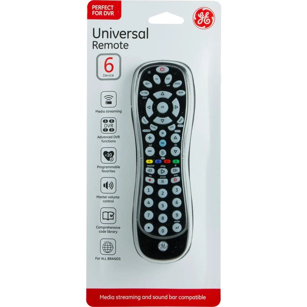 6-Device Universal TV Remote Control in Black by GE 6 6-Device Universal TV Remote Control in Black by GE - Image 6