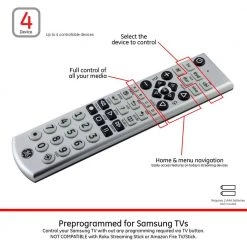 4-Device Remote Control Universal Silver by GE -Home Electronics Shop ge universal remotes 34931 1f 1000