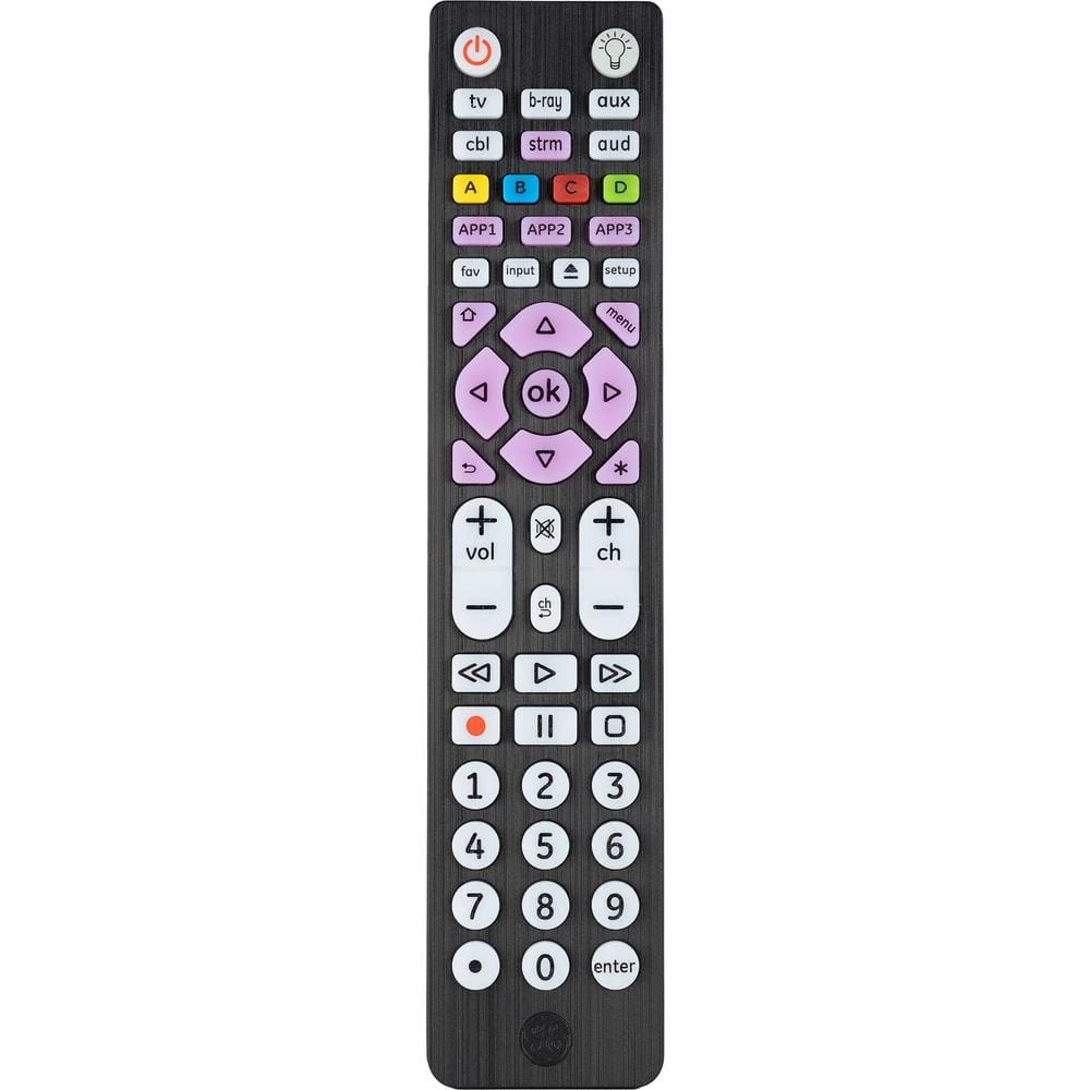 6-Device Universal Remote Control, Streaming in Brushed Black by GE 1 6-Device Universal Remote Control, Streaming in Brushed Black by GE