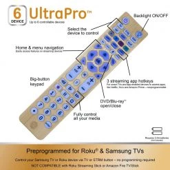 6-Device Universal Remote Control, Streaming in Brushed Gold by GE -Home Electronics Shop ge universal remotes 47506 1f 1000