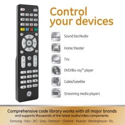 4-Device Backlit Universal Remote TV Control in Brushed Black by GE -Home Electronics Shop ge universal remotes 48843 4f 1000