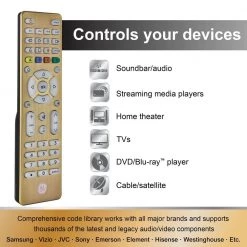 4-Device Backlit Universal TV Remote Control in Brushed Gold by GE -Home Electronics Shop ge universal remotes 48845 4f 1000