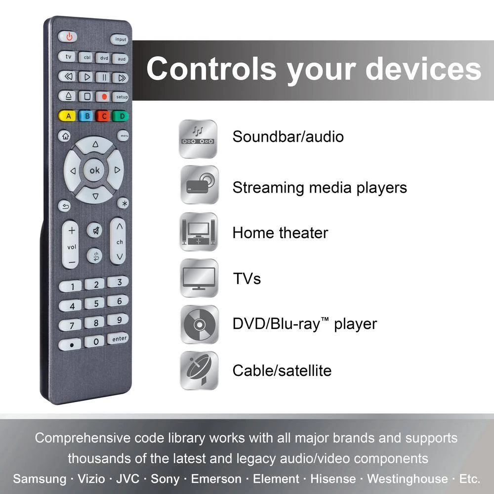 4-Device Backlit Universal TV Remote Control in Brushed Graphite by GE 2 4-Device Backlit Universal TV Remote Control in Brushed Graphite by GE - Image 2