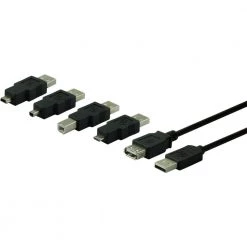 Universal USB 2.0 Adapter Kit, 6 ft. A Male to A Female Cable, 4 Adapters Included by GE