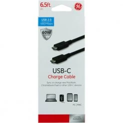 6.5 ft. USB-C Charging Cable, Black by GE -Home Electronics Shop ge usb cables 33778 fa 1000