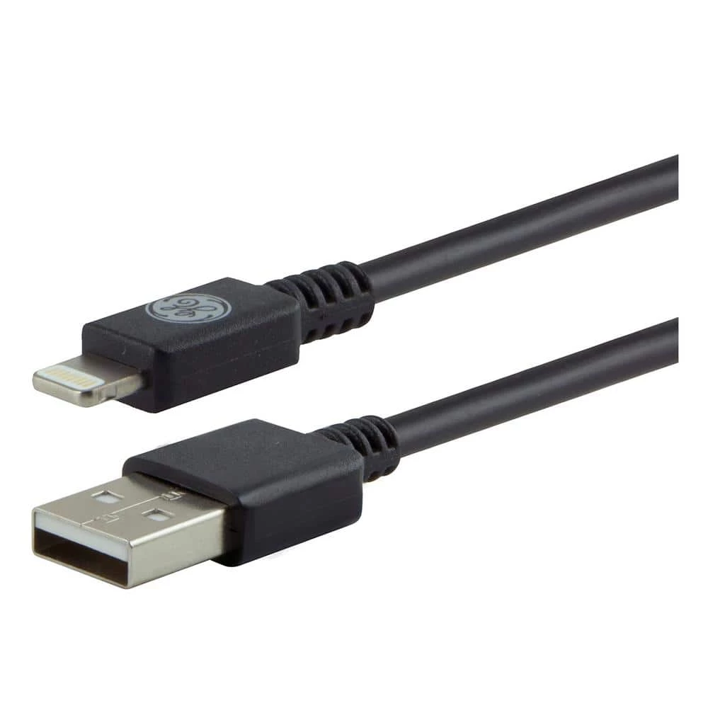 USB to Lightning Cable, 6 ft., Black by GE 1 USB to Lightning Cable, 6 ft., Black by GE