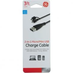 3 ft. USB Micro, Mini Combo Cable with Adapter by GE