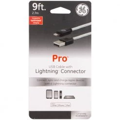 9 ft. USB to Lightning Sync Charge Cable -Home Electronics Shop ge usb cables 36589 1f 1000