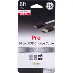 Pro 6 ft. Micro USB Charging Cable by GE -Home Electronics Shop ge usb cables 36598 44 1000