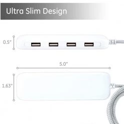 UltraPro 4-Port USB Power Strip with 6 ft. Braided Cord by GE -Home Electronics Shop ge usb cables 44139 t1 1f 1000