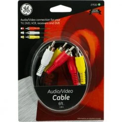 6 ft. RCA Audio/Video Cable with Red, White and Yellow Ends by GE 7 6 ft. RCA Audio/Video Cable with Red, White and Yellow Ends by GE -Home Electronics Shop ge vga cables 27532 1f 1000