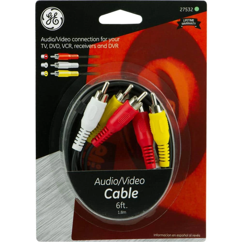 6 ft. RCA Audio/Video Cable with Red, White and Yellow Ends by GE 4 6 ft. RCA Audio/Video Cable with Red, White and Yellow Ends by GE - Image 4