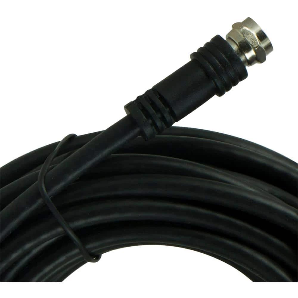 50 ft. RG6 Dual Shield Coaxial Cable with F-Type Connectors in Black by GE 2 50 ft. RG6 Dual Shield Coaxial Cable with F-Type Connectors in Black by GE - Image 2