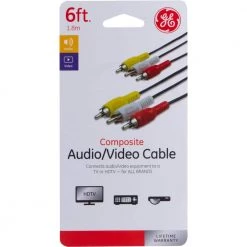 6 ft. Composite RCA Audio/Video Cable with Red, White, and Yellow Ends by GE 7 6 ft. Composite RCA Audio/Video Cable with Red, White, and Yellow Ends by GE -Home Electronics Shop ge vga cables 33608 1f 1000