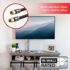 15 ft. RG6 In-Wall Rated Quad Shield Coaxial Cable in Black by GE -Home Electronics Shop ge vga cables 33732 1f 1000