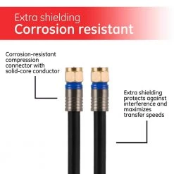15 ft. RG6 In-Wall Rated Quad Shield Coaxial Cable in Black by GE -Home Electronics Shop ge vga cables 33732 4f 1000